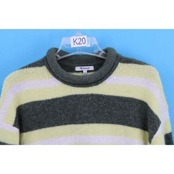 Madewell Striped Fulton Pullover Sweater Roll Neck Top Small Yellow Wool MA756 - Picture 2 of 6